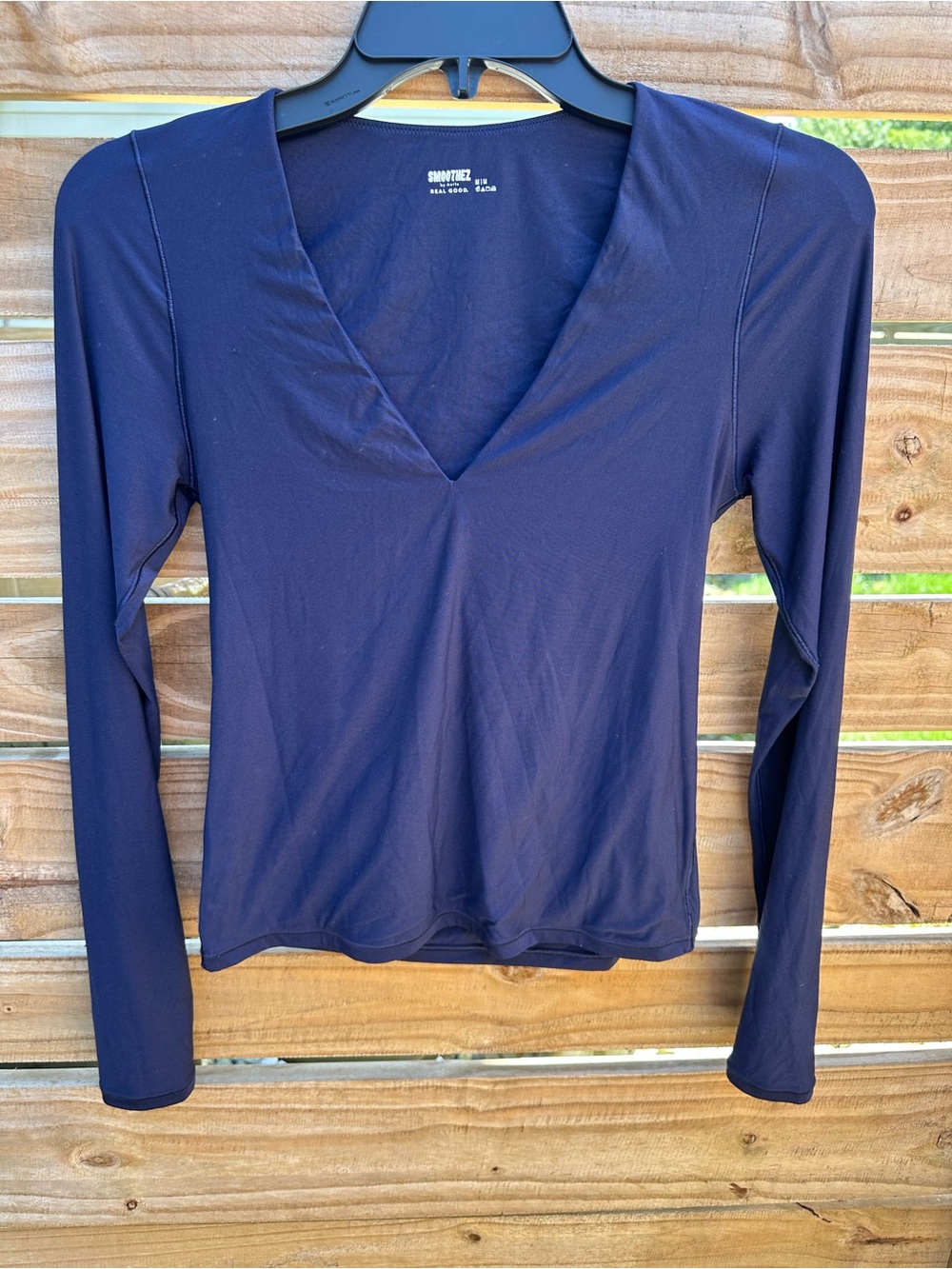 aerie Navy V-Neck Long Sleeve Top